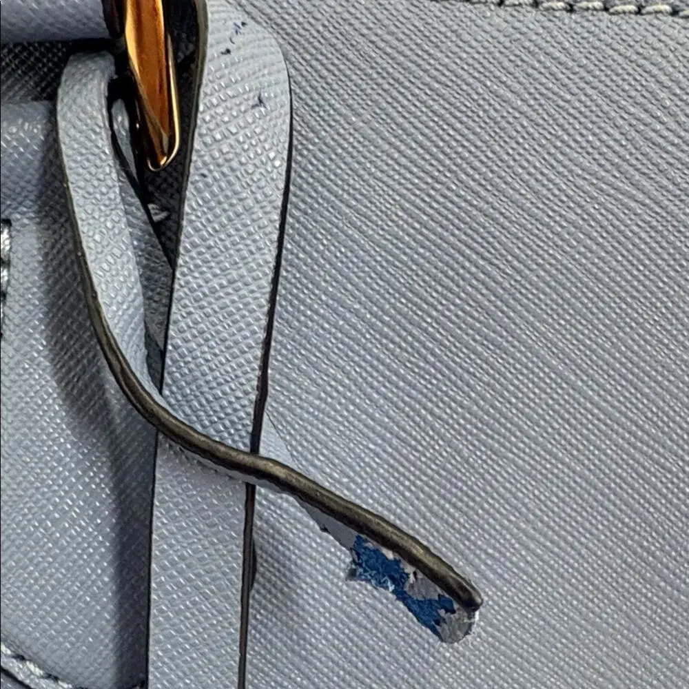 Tory Burch Robinson Saffiano Leather Tote Bluewood Triple Compartment Work Bag